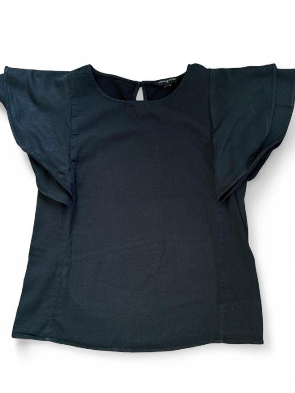 Banana Republic Factory Black Flutter Sleeve Blouse